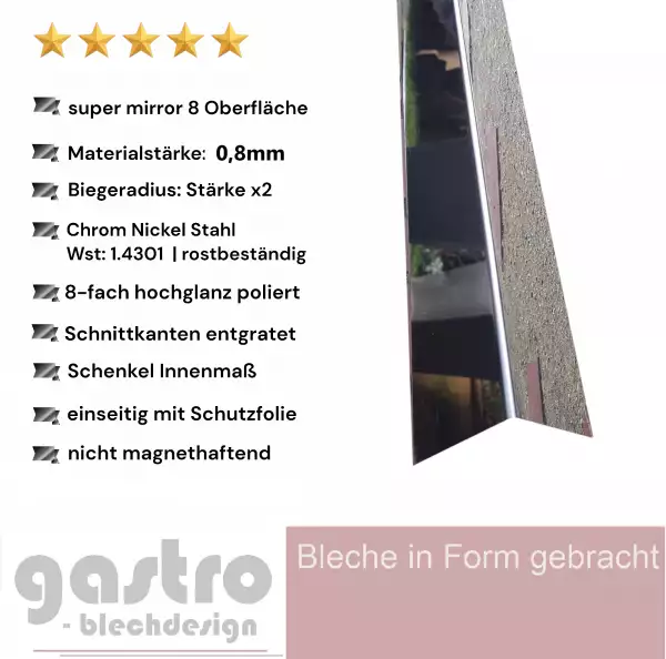 Edelstahl Winkelprofile hochglanzpoliert Spiegelwinkel Edelstahl Winkelprofile hochglanzpoliert Spiegelwinkel